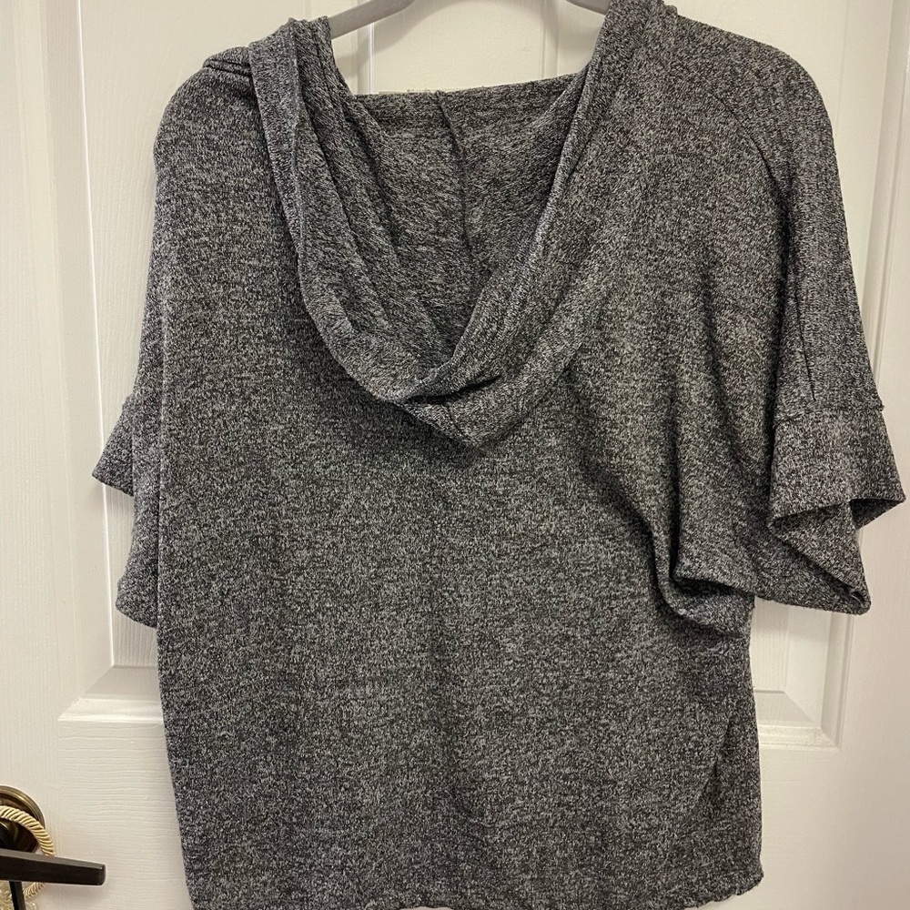 Ginger G Marled Gray Hooded Shirt Size M - Picture 2 of 4
